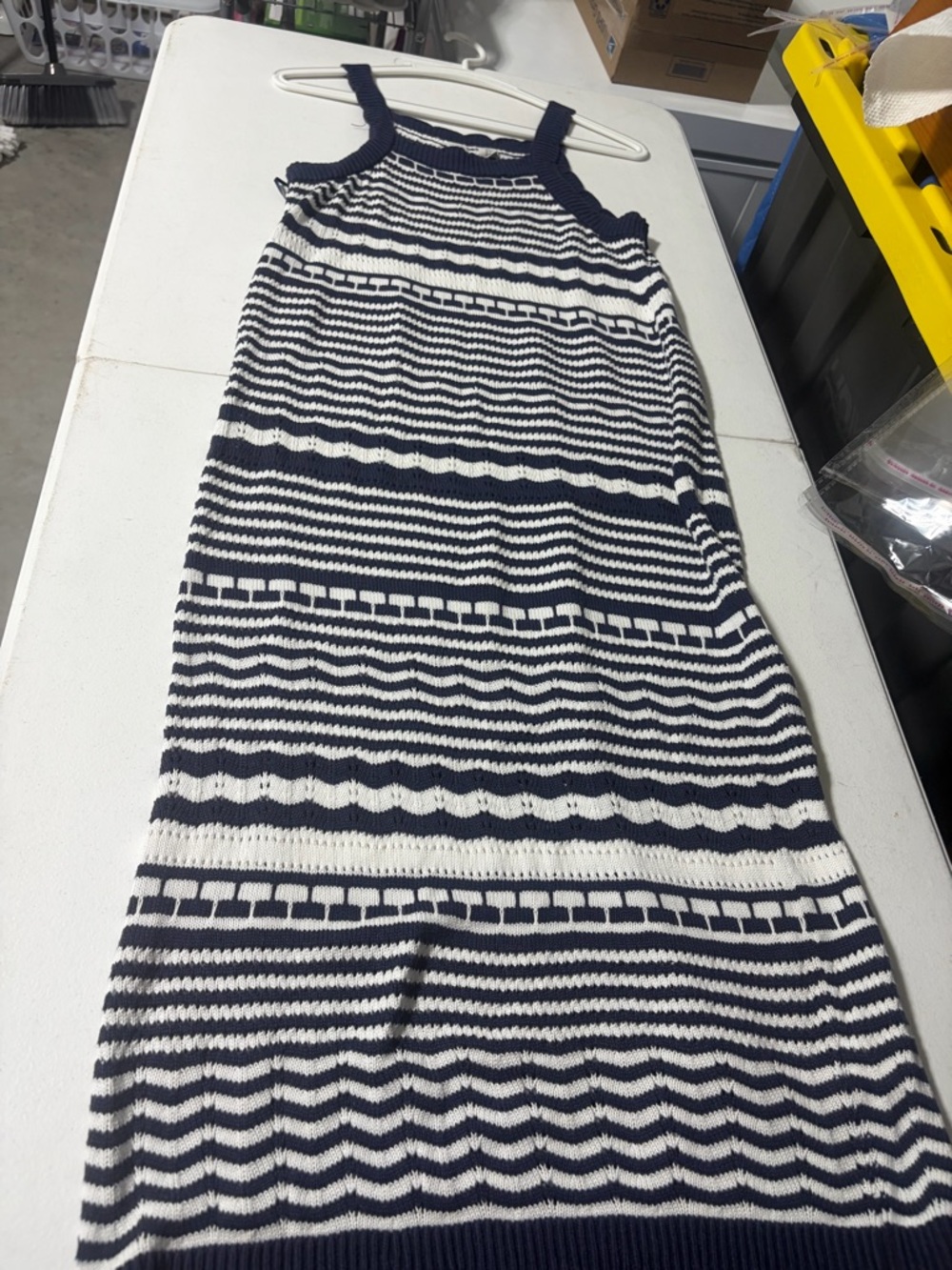 Joie Navy and White Striped Knit Tank Dress